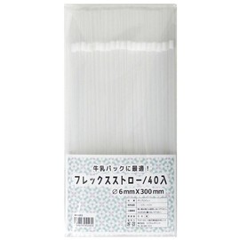 Made in Japan, Flex Straws, Long Paper Packs, Diameter 0.2 x 11.8 inches (6 x 300 mm), 40 Pieces, Clear, Transparent