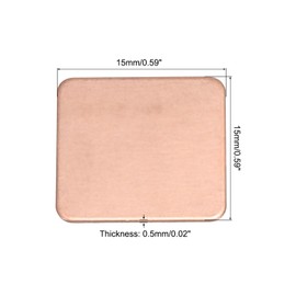 sourcing map Heatsink Copper Sheet Shim 15mm x 15mm x 0.5mm Thermal Conductive Heat Sink for Electronic Chip Cooling Pack of 6