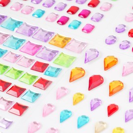 Buylorco 1200+pcs Self Adhesive Gem Stickers Gemstone Rhinestone Sticker Sticky Gem Stickers Stick on Gem for Craft DIY, 14 Sheets, Multiple Colors, Sizes, and Shapes