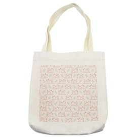 Ambesonne Hobby Tote Bag, Simplistic Art of Vintage Style Sewing Machines Handcraft Elements, Cloth Linen Reusable Bag for Shopping Books Beach and More, 16.5" X 14", Pale Eggshell Multicolor