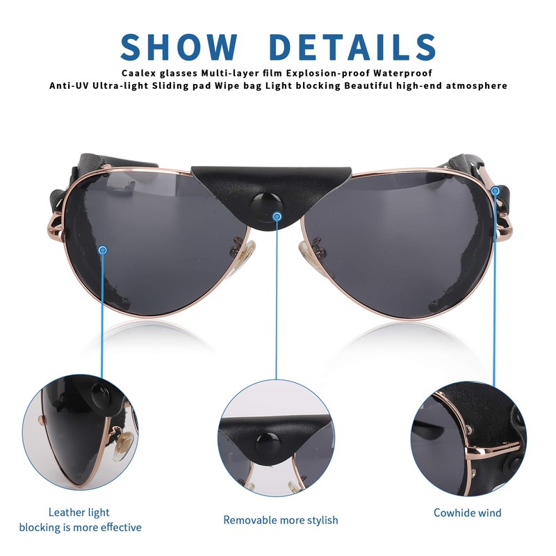 OSSAT Polarized sunglasses with side shields cowhide Shield wind proof