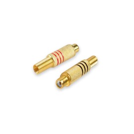 Pair the RCA socket with the red and black stereo plug