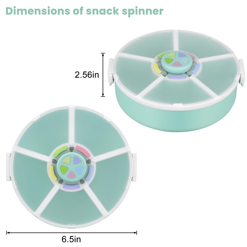 Pawtong Snack Rotator Container Reusable Snack Box with 5 Compartment