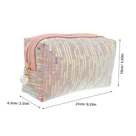Healvian Sequin Cosmetic Bag for Women Portable Glitter Zipper Organizer for Daily Use Spacious Design Capacity Toiletry Storage for Travel and Versatile Accessories