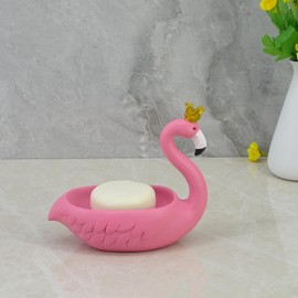 Last Forever Flamingo Regalo para ella. Elegante jabonera de resina de flamenco rosa, soporte para barra de jabón de resina. Recipiente para ducha, baño, fregadero, bandeja de jabón, esponja para manos;