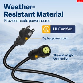 VIVOHOME 120 Inch Ground-Protected Power Cord for VIVOHOME Snow Melting Pad