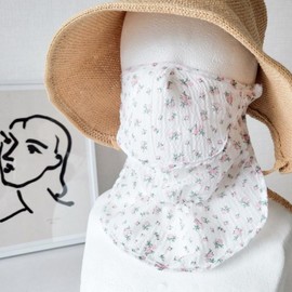 Domestic UV protection women’s neck scarf integrated fabric Mask 2 pieces purple