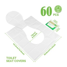 60Pcs Disposable Toilet Seat Covers, Flushable Travel Toilet Seat Covers for Adults Kids Potty Training, Travel Essential Accessories for Airplane, Road Trips, Camping