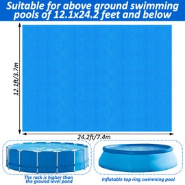 Hlimior 12' x 24' Rectangle Pool Liner Pad for Above Ground Pools Strong Durable Puncture Resistant Floor Mat Pad Rectangle Aboveground Pool Liner Pad Under Pool Mat Extends Liner Life,Blue