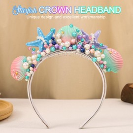 Fashband Starfish Headband Colorful Beads Shell Hair Band Beach Bridal Wedding Hair Accessories for Women