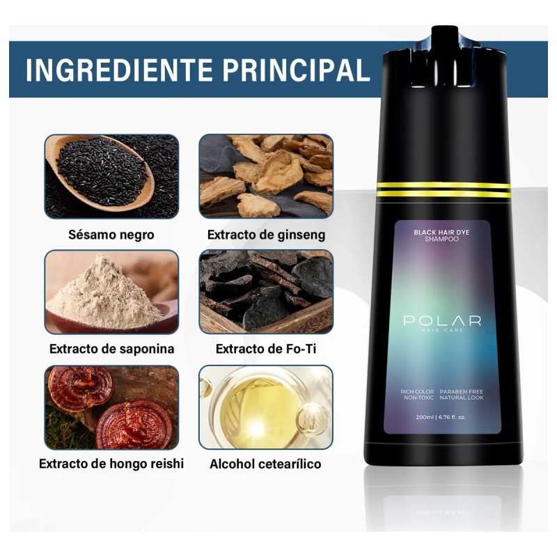 Shampoo Tinte Instantáneo Cubre Canas Natural Fácil 200ml