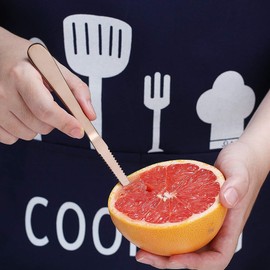 Rose Gold Grapefruit Spoons 3 Pieces Set, 2 Stainless Steel Grapefruit Spoon And 1 Grapefruit knife With Titanium Plating, Grapefruit Utensil Set, Serrated Edges Spoon pack of 3