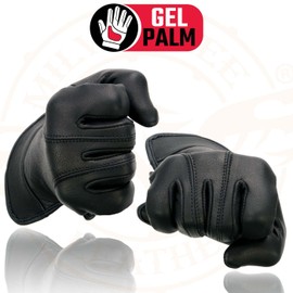 Milwaukee Leather MG7700 Women's Black Leather Gel Palm Lightweight Motorcycle Hand Gloves W/Open Wrist Expansion - X-Large