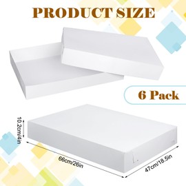 Chivertion Chivertion 6 Pack Full Sheet Cake Box 26 x 18 x 4 Inch Non Window Bakery Tray Full Sheet Cup Cake Box for Party Bread Display Kitchen Bakery Home Birthday (White)