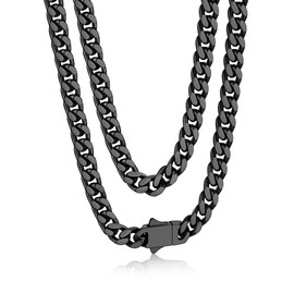 Bandmax 5MM Miami Chain Necklaces for Men 26 Inch Black Hip Hop Cuban Link Chains Cadena De Hombre Bikers Chunky Curb Necklace Gift for Men Husband Son