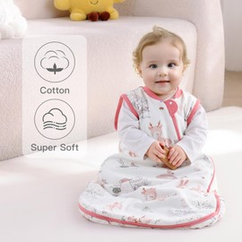 usbettas Baby Sleep Sack, 2.5 TOG Infant Sleeveless Sleeping Sack, 2-Way Zipper Quilted Toddler Wearable Blanket for Winter, Rabbit, Medium