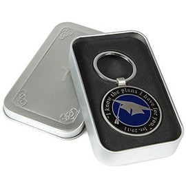 Christian Art Gifts Black Metal Keychain Accessory for Graduates with Engraved Scripture: I Know The Plans I Have For You -Jeremiah 29:11 Hat and Tassel Graduation with Stainless Steal Split Key Ring