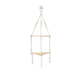 Hanging Shelves for Wall,Handmade Macrame Wall Hanging Shelf,2-Tier Wooden Plant Shelves Floating Shelves for Wall Decor(2tier Shelves)