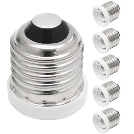 Qjaiune 6 Pack E26 to E12 Adapter, Medium to Candelabra Screw Bulb Socket E27 to E12 Reducer, Silver Lamp Adapter