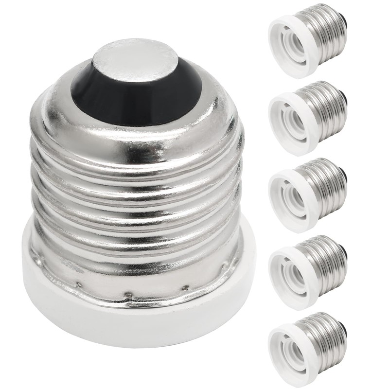 Qjaiune 6 Pack E26 to E12 Adapter, Medium to Candelabra