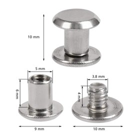 50 Pairs of Chicago Screws TIMESETL Book Screws 5 x 6 mm Silver Chicago Binding Screws Set Screw Rivets Stainless Steel with Screws Nuts for Bookbinding Screws Belt Screws Leather Decoration