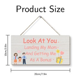Bonus Dad Father's Day Gifts from Daughter Bonus Dad Birthday Gifts Funny Fathers Day Gift Thanks for Helping Me Grow Present Men Present Funny Christmas Presents Wooden Plaques With Sayings