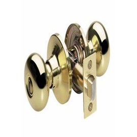 Master Lock BCO0303 Biscuit Door Knob with Lock, Polished Brass