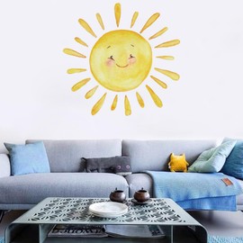 Boho Sun Wall Stickers Toddler Kids Vinyl Wall Decal Peel and Stick Removable Nature Wall Decor for Bedroom Living Room Classroom Nursery Daycare