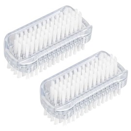 2 Pcs Double Sided Nail Brush, Plastic Handle Nail Scrubbing Brush, Nails Cleaning Brushes for Hands, Toes, Nails, for Home & Salon Use (Transparent)