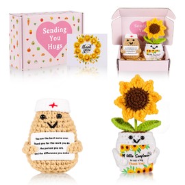Munutix Nurse Gifts - Positive Sunflower Doll Crochet as a Thank You Gifts for Women, Funny Positive Potato Nurses Week Gift for Women
