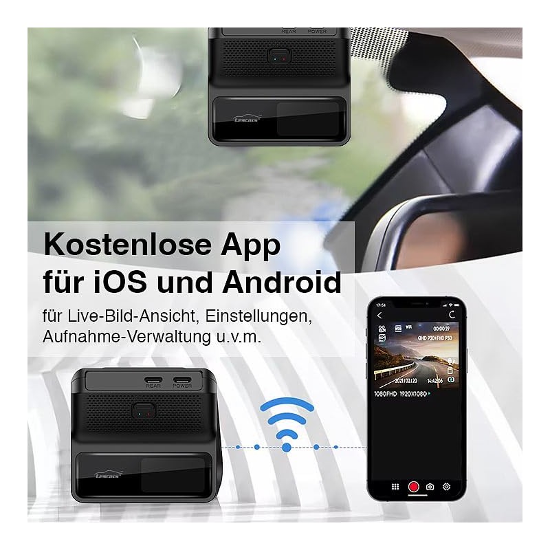 Lescars Autokamera Dashcam: 4K-UHD-Dashcam mit GPS, 1,47″ IPS-Display, G-Sensor, Parkwächter,