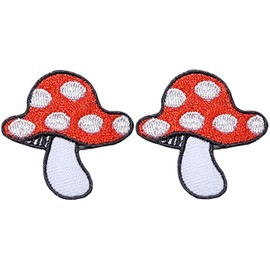 Ranger Return Set 2 of Small Cute Mini Mushroom Shape Tiny Decal Applique Sew Iron on Embroidered Patches - Red & White (MUSH-RED01-MINI2)