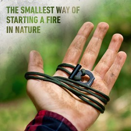 RKR OUTDOOR Fire Starter Paracord Necklace (2 Pack) - 12,000 Strikes - Ferro Rod and Striker with Adjustable 550 Paracord - Flint and Steel with Tinder Paracord for Camping - Bushcraft (Black - Green)