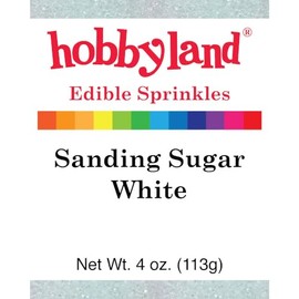 Hobbyland Edible Sprinkles, Sanding Sugar, 4 Oz (White)