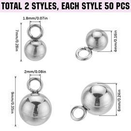 SUNNYCLUE 1 BOX 100PCS Stainless Steel Ball Charms Silver Sphere Charms Metal Alloy Punk Small Smooth Seamless Round Balls Charm Bulk for Jewelry Making Charms Diy Earrings Bracelet Necklace Craft,