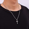 Fiusem Cross Necklace for Men, Stainless Steel Mens Cross Necklaces