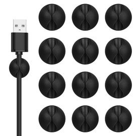 Flezoo Flezoo Cord Holder Cable Clips, 12PCS Black Adhesive Cord Organizer Charger Holder Wire Management Keeper for Nightstand, Desk, Office or Mouse
