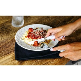 DURA LIVING EcoCut Set of 4 Steak Knives - High Carbon Micro Serrated Stainless Steel Blades, Sustainable Ergonomic Handles, Eco-Friendly Steak Set,Grey