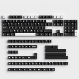 Fogruaden White on Black Keycaps, Cherry Profile PBT Doubleshot keycaps, Minimalist Style Black and White Keycap, 168 Keys Custom Keycaps for Mechanical Keyboard(WOB)
