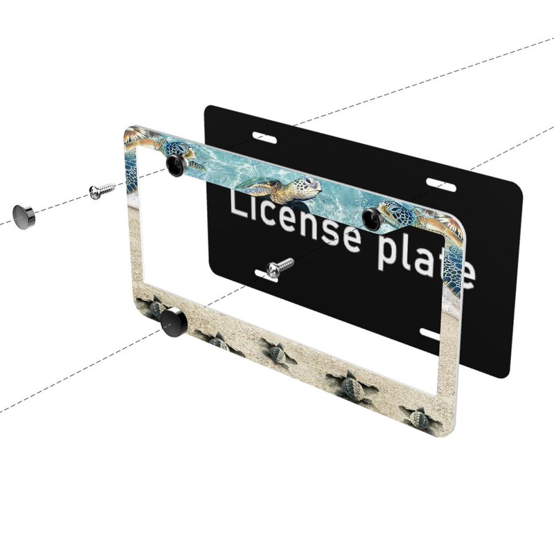 Sea Turtle License Plate Frames Beach License Plate Holder Covers