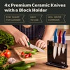 Vos Ceramic Knife Set with Block, Ceramic Knives Set For