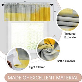 Emvency 2 Pack Valances Window Treatments, Yellow and Grey Abstract Modern Art Blackout Drapes Adjustable Curtain for Windows Living Room Kitchen Over Sink, 12x52 Inch Rod Pocket Valances