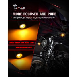 MZS Motorcycle LED Turn Signals, Front Light Amber+Amber and Rear Amber Mini Brake Tail Light Blinkers, Universal 6mm Screw Compatible with Most Family Motorcycles