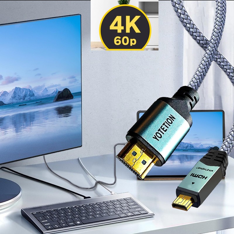 YOTETION 4K Micro HDMI to HDMI Male Cable 25FT, 4K@60Hz