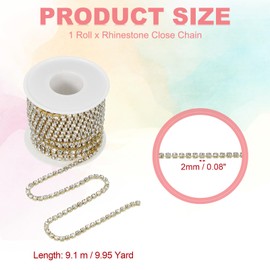 PATIKIL 10 Yard Crystal Rhinestone Close Chain Trim White (2 mm)