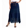 Mississhop Langer Baumwollrock mit Spitze & Gürtel 3094 Dunkelblau