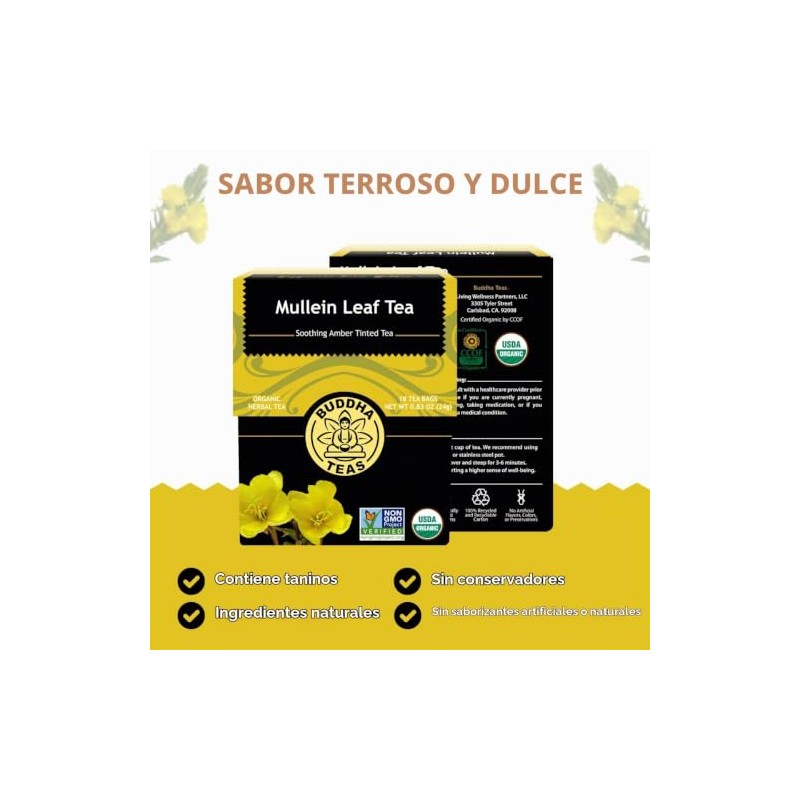 Mullein Tea - Organic Herbs - 18 Bleach Free Tea