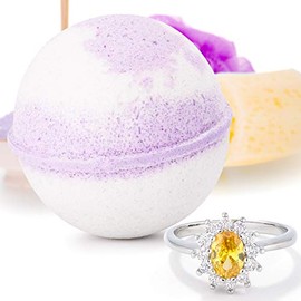 Bauble Bomb's French Lavender Jewelry Surprise Deluxe X Large 9 oz Bath Bomb Fizzies Made in USA, Cruelty Free! Ring Size 08
