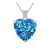 Blue Crystal Topaz Pendant Ocean Heart Shaped Necklace 925 Sterling