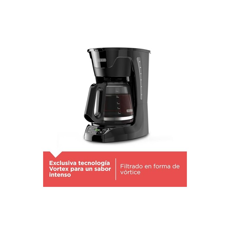 BlackDecker Cafetera Automatica con Panel Digital Programable,12 Tazas y Filtro